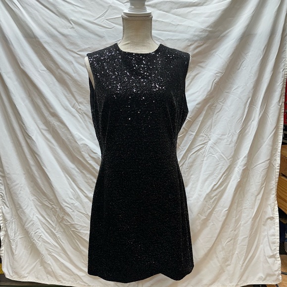 NWT Zara Sequin Black Velvet Mini Dress Size Large - Picture 4 of 14